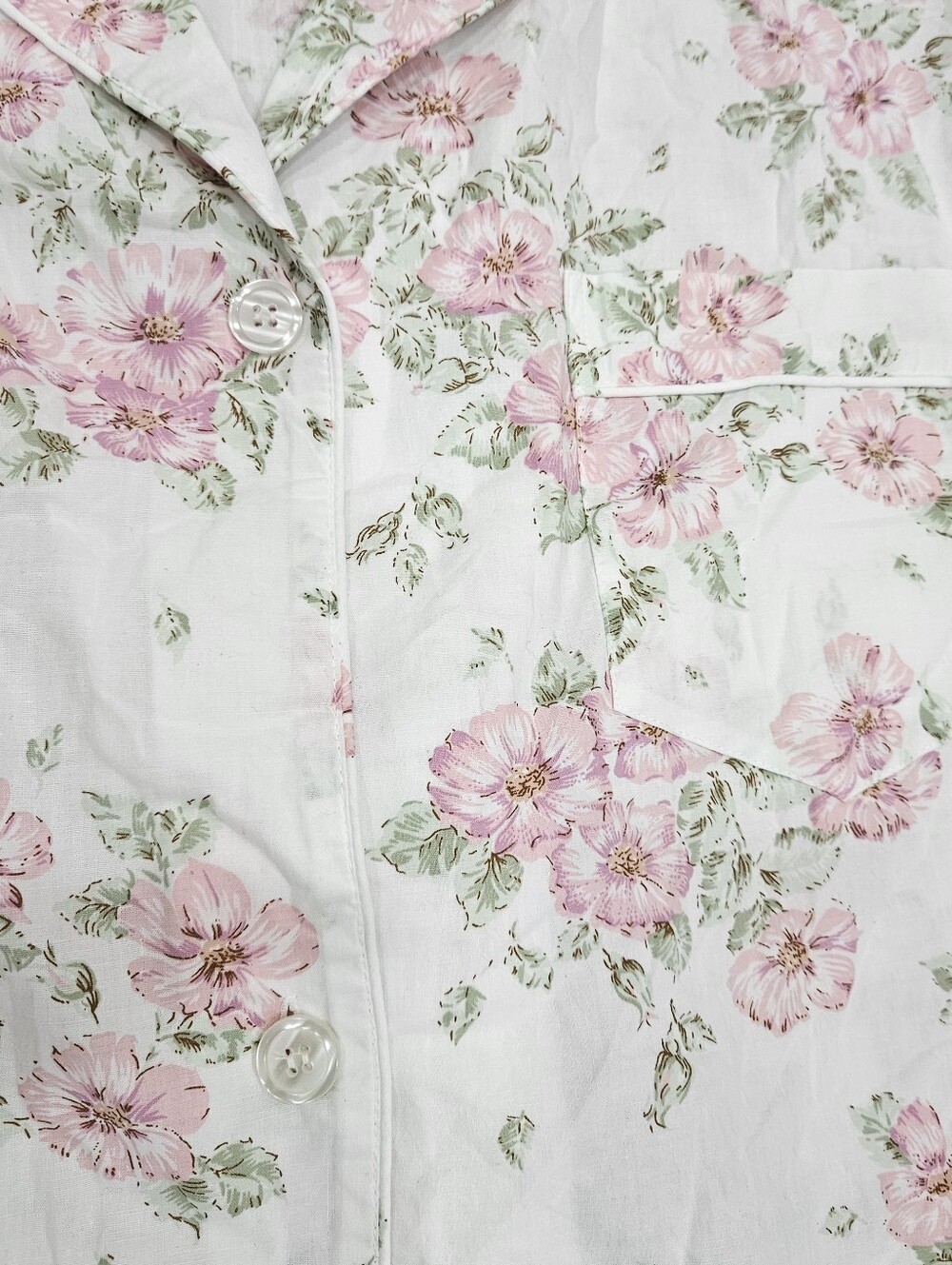 VTG Victoria's Secret Pink Floral Green Long Cotton Pajamas Set Sz L 80s NWOT - Picture 6 of 13
